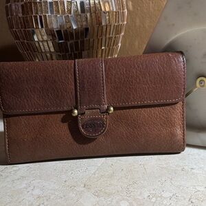 Fossil Dark Brown Leather Clutch